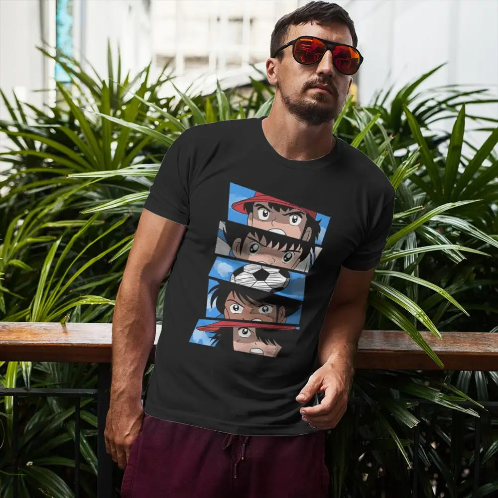 Футболка мужская из хлопка с рисунком капитана Цубаса |