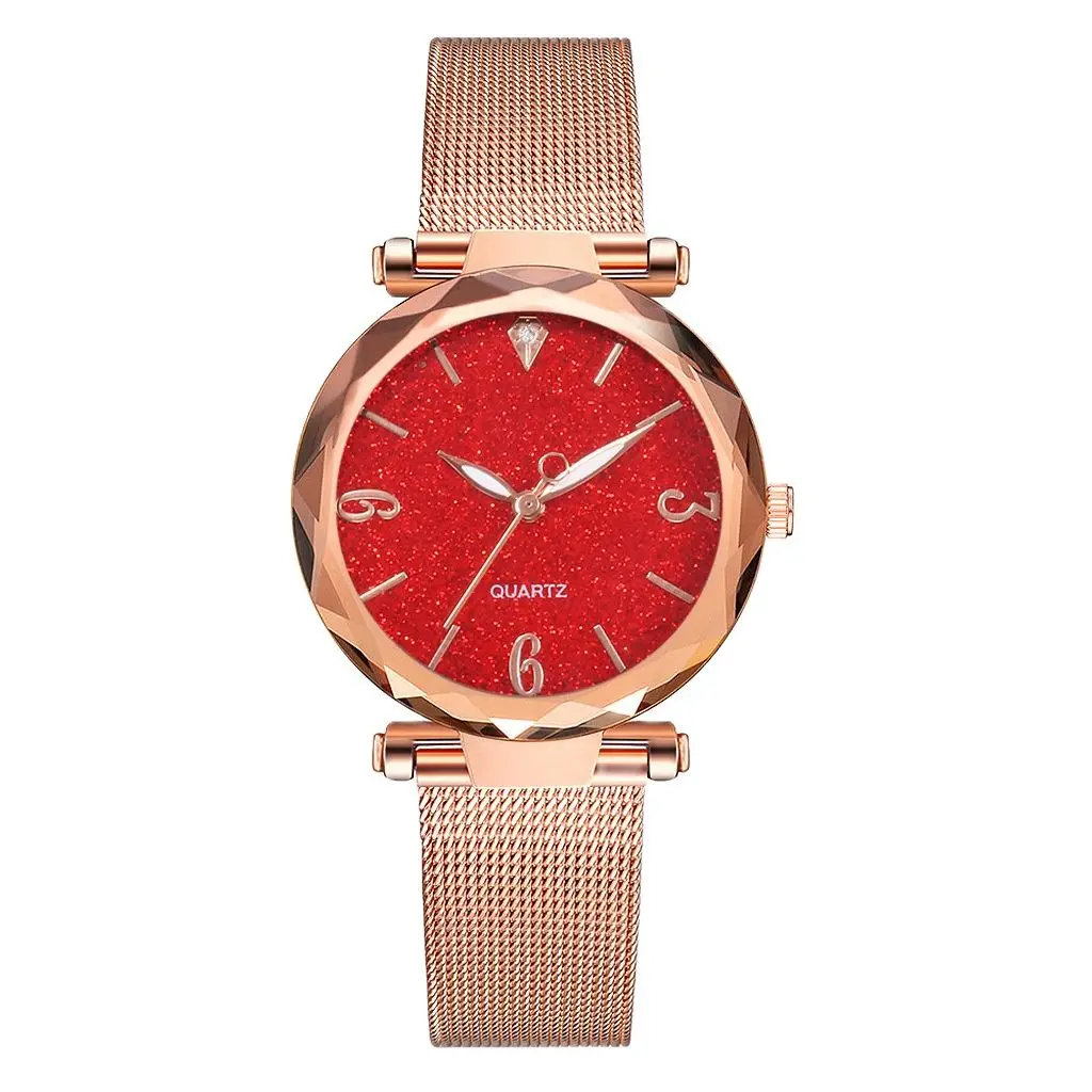 

New alloy mesh belt casual watch personality frosted dial small number men and women quartz watches