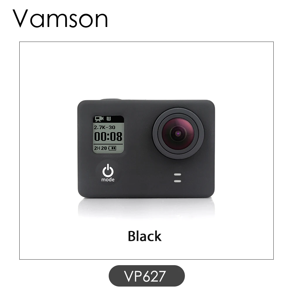 Vamson для Gopro аксессуары силиконовый 3 цвета гелевый резиновый защитный чехол пылезащитный кожаный чехол для GoPro Hero 4 3+ 3 камеры VP627 - Цвет: Black
