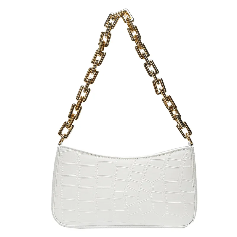 

Stone Pattern PU Leather Armpit Bag For Women 2020 Solid Color Chain Shoulder Handbags Female Travel Fashion Hand Bag