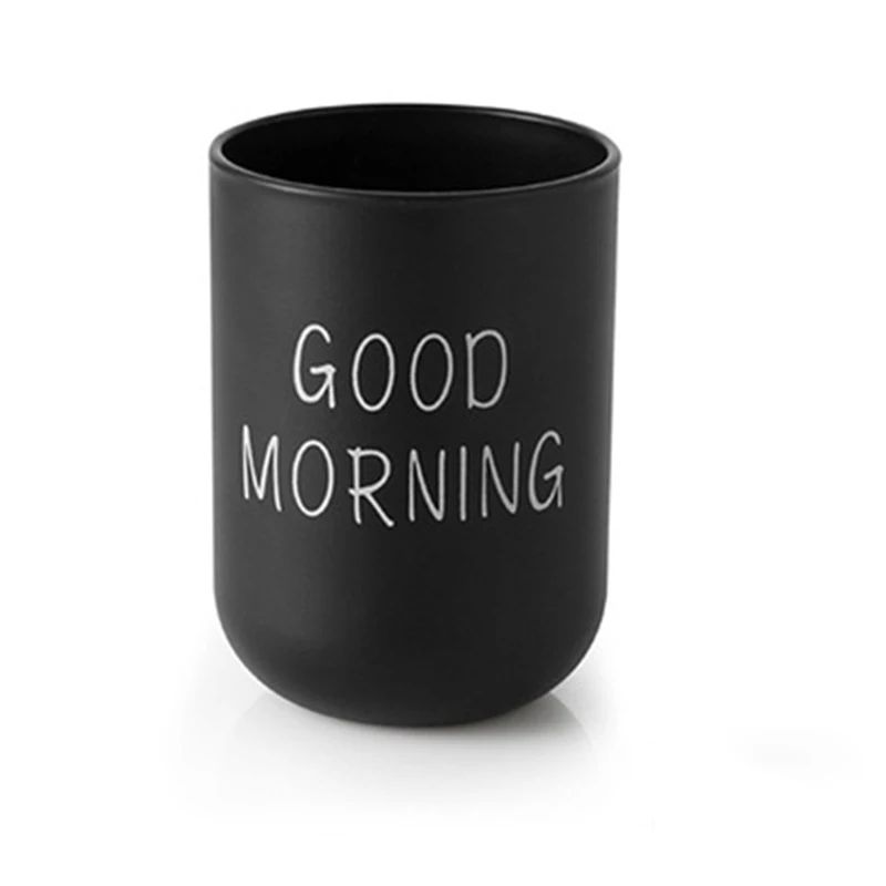 

Good morning creative contracted plastic wash gargle cup upset couples cup household brush your teeth