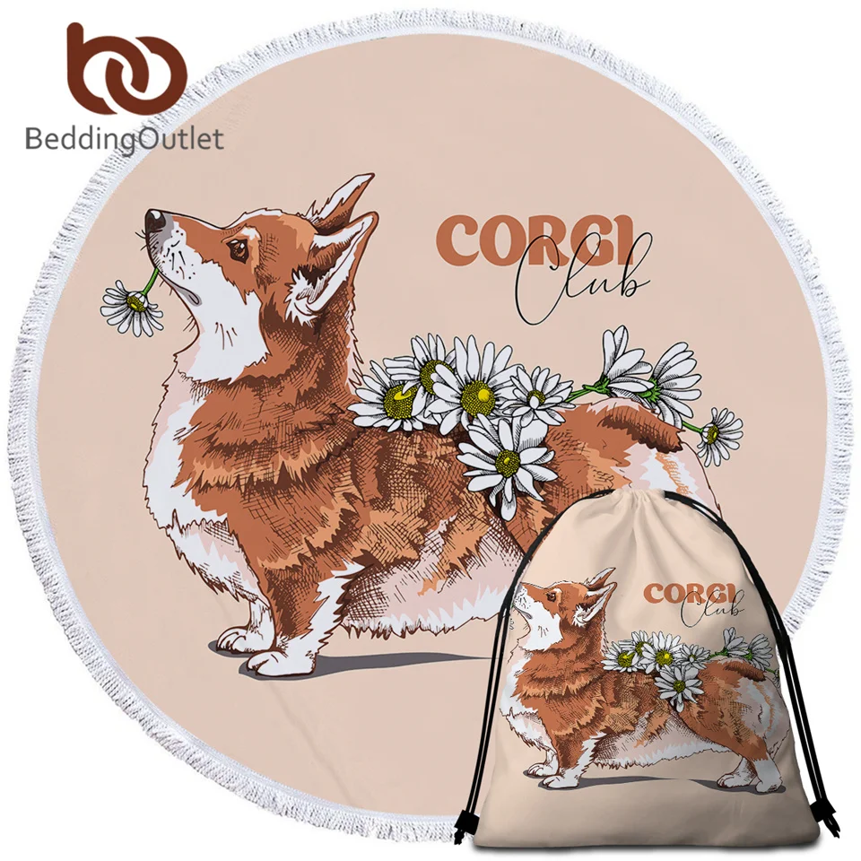 BeddingOutlet акварельные корги банное полотенце Цветочный Коврик для пикника пляжное