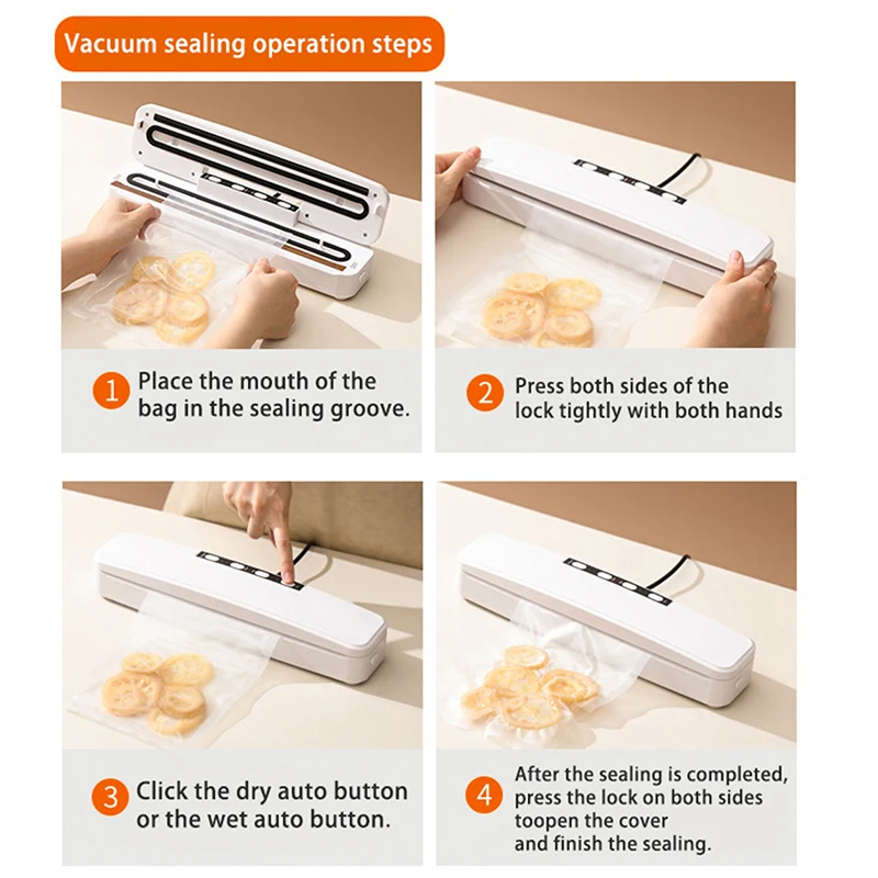 

Kitchen Vacuum Food Sealer 220V/110V Automatic Commercial Household Food Packer Vacuum Packaging Machine Include 10Pcs Bags