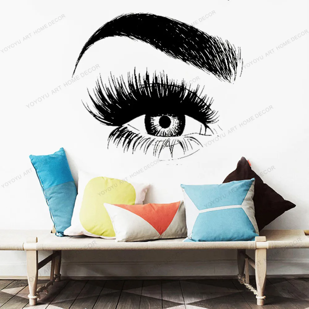 

Wall Decal Window Sticker Beauty Salon Woman Face Eyelashes Lashes Eyebrows Brows eyebrow ruler sticker nail beauty salon yw-80