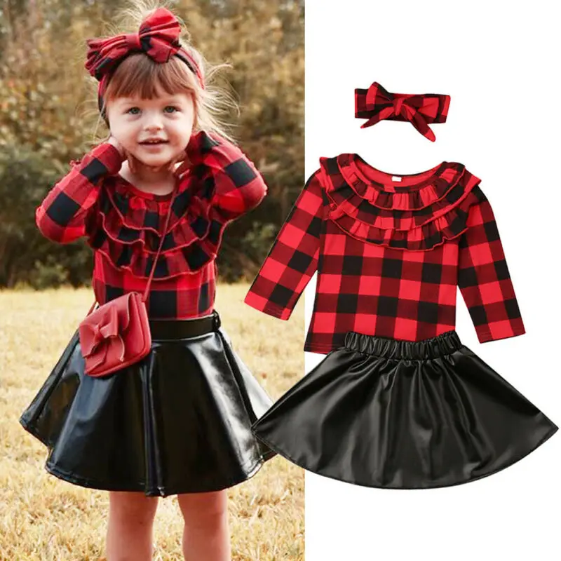Emmababy 3 шт. Детская футболка в шотландскую клетку для маленьких девочек топы +