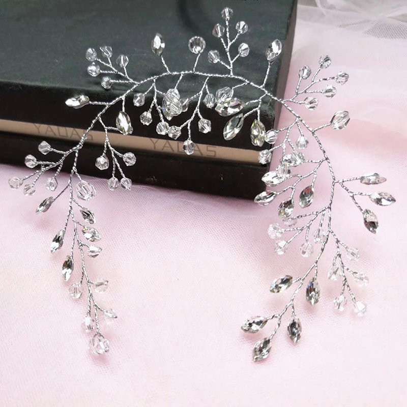 Vintage Rhinestones Crystals Pearls Flower Wedding Headband Bridal Headdress Vine Hair Accessories Head Jewelry | Украшения и