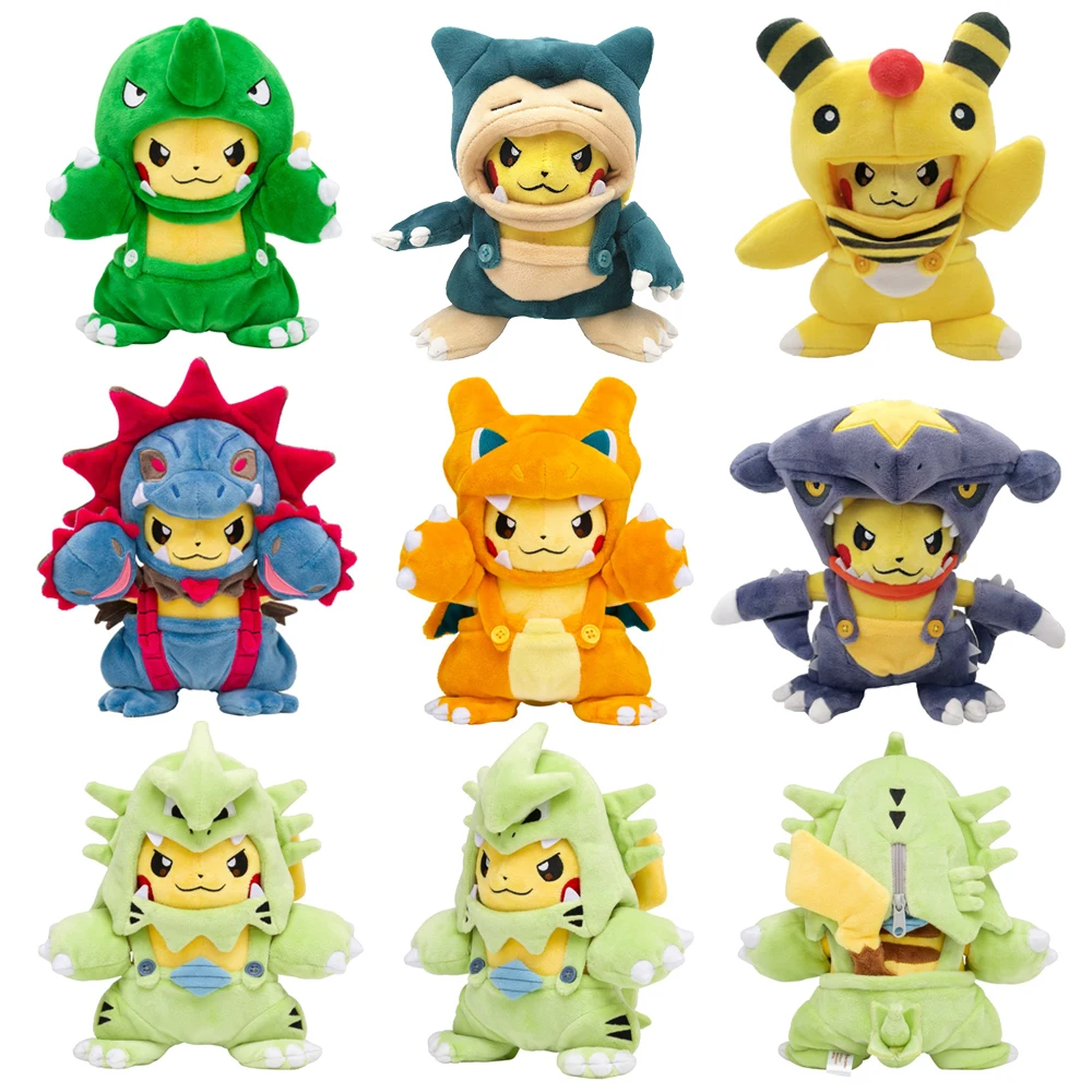 Kawaii Pikachued Plush Stuffed Doll Pokemoned Cosplay Eevee Charizard Snorlax Garchomp Tyranitar Hydreigon Ampharos Toy For Kids