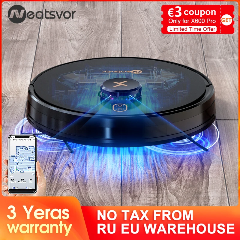 Робот пылесос NEATSVOR X600 Pro 6000 па Мощное всасывание автоматическая зарядка лазерная