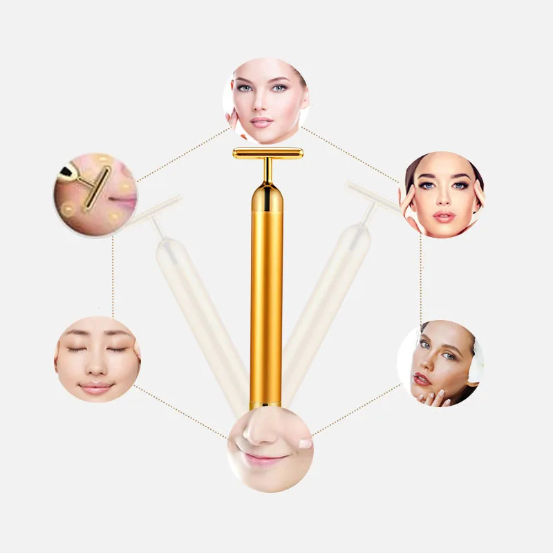 

2Pcs 24K Gold Energy Beauty Bar Effective Face-Lift Facial Massager Stimulator Relaxation Wrinkle Anti-Wrinkle Massage Device