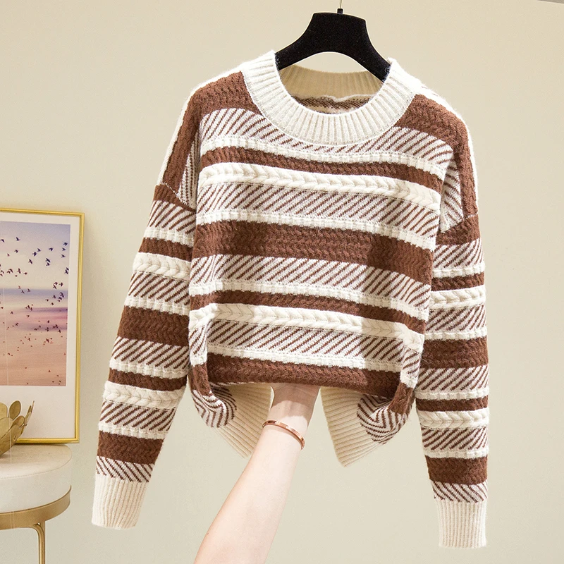 

Striped Sweet Korean Style Fashion Pullovers For Women'S Ladies Autumn Winter 2022 Clothing Sweater Tops Blouse Female Coats