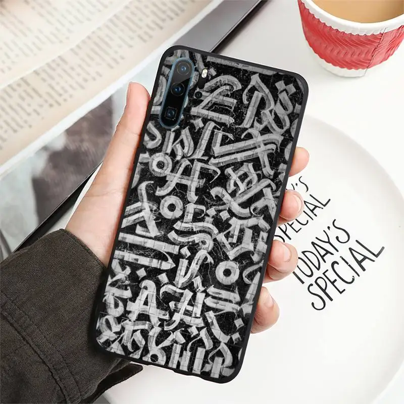 

Graffiti black Phone Case For Huawei P40 P20 P30 lite Pro P Smart 2019 Mate 40 20 10 Lite Pro Nova 5t
