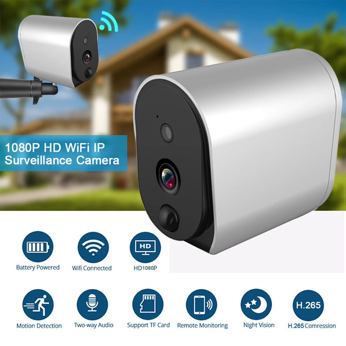 1080P Wi-Fi камера с питанием от батареи 2.0MP HD уличная Беспроводная ip-камера безопасности наблюдения Всепогодная PIR сигнализация запись аудио
