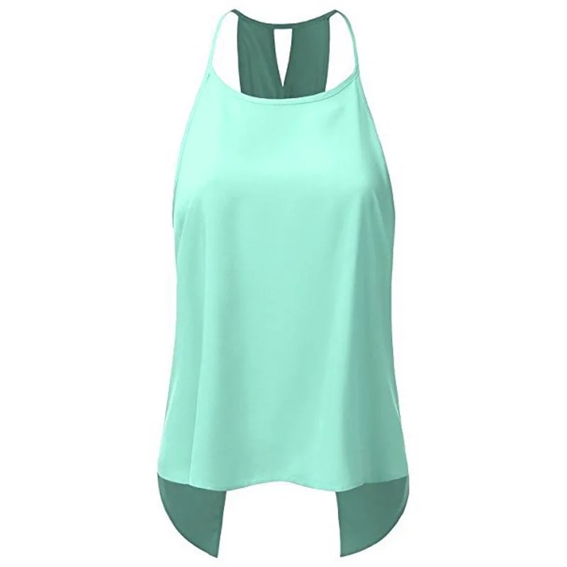 

Spring and summer new back cross fishtail solid casual T-shirt women's top
