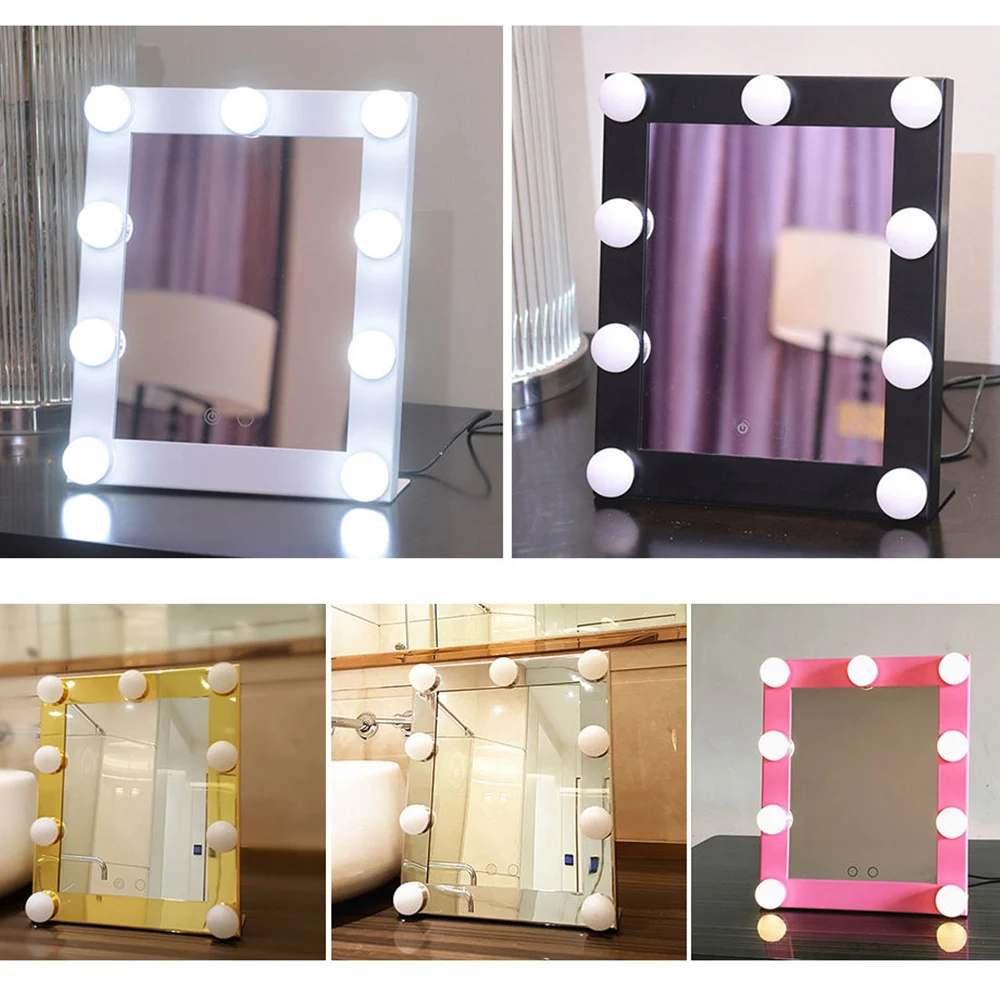 LED Bulb Vanity Lighted Hollywood Makeup MirrorVanity Lighted Hollywood Makeup Mirrors with Dimmer Stage Beauty Mirror