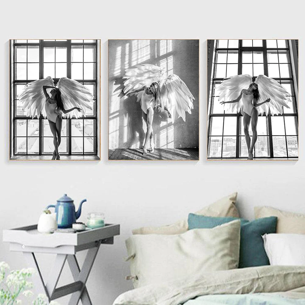 

Angel Wing Canvas Posters And Prints Wall Art Canvas Painting Black White Wall Pictures For Living Room Nordic Decoration Home