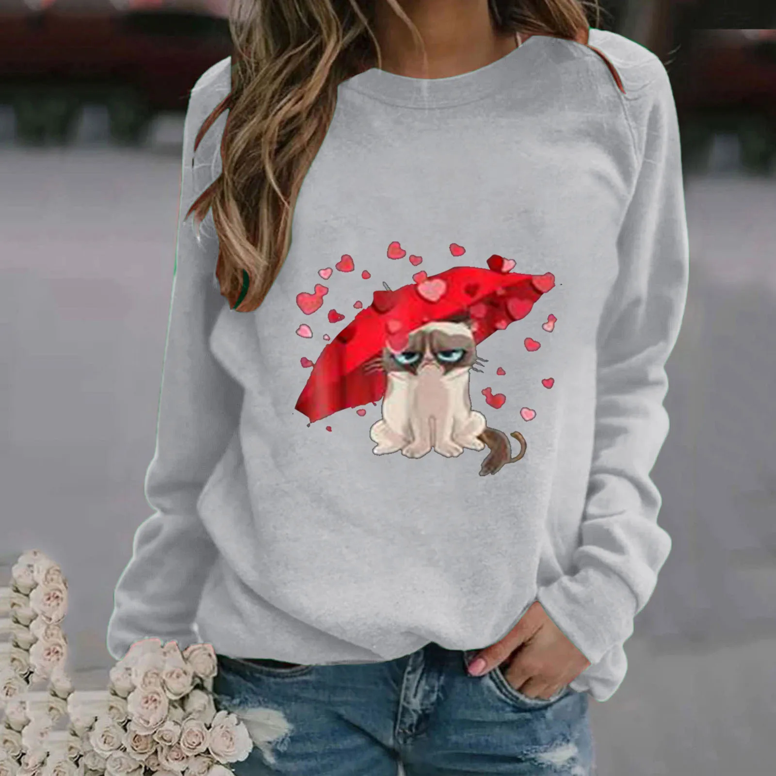 

#60 Autumn Winter Ladies Leisurely Printed Long-sleeved O-neck Sweatshirt Tops European Fashion Women Sudadera Mujer
