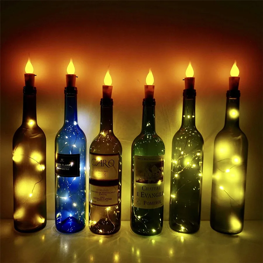 

Thrisdar 2M 20 LED Holiday Wine Bottle Cork Fairy String Light Flameless Candle Starry String Light DIY Mini Flame Cork Light