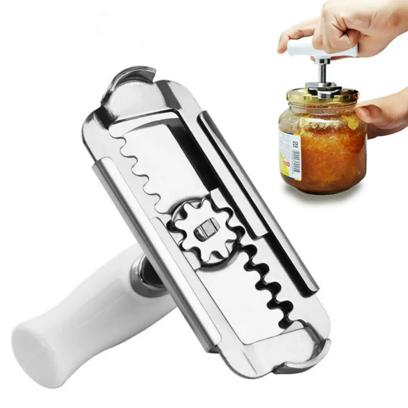 

Adjustable Can Bottle Jar Lid Opener Twist Off Grip Stainless Steel Cover Cap Remover Kitchen Gadget Opening Tool