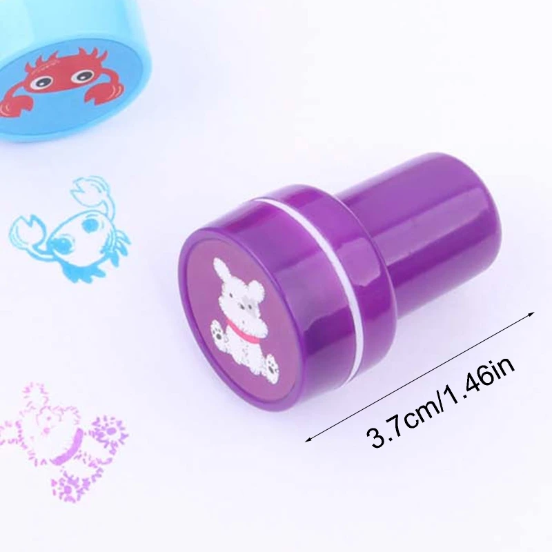 

26Pcs Cute Cartoon Various Round Stamp Seal Self Inking Scrapbooking Plate Ink Pads Stamper for Children Gifts Toys