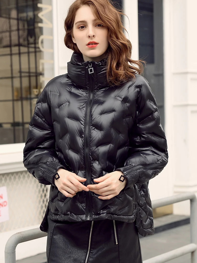 Женское зимнее тонкое пуховое пальто 2019 Модный повседневный женский синий