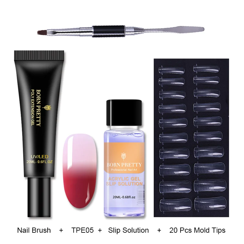 Thermal Set 5 BORN PRETTY розовый Обнаженная ногтей быстрое строительство поли гель 20 мл желе Builder палец УФ-гель продолжительного действия лак - Цвет: Thermal Set 5