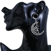 2pieces ear plugs tunnels ear reamer moon dangle ear piercing body jewelery stainless steel earrings oreja expansiones