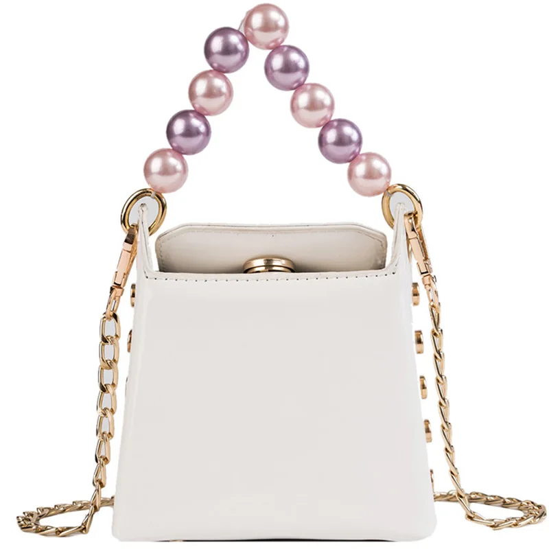 Корейская мода женская сумка с жемчугом маленькая ручками сверху сумки через