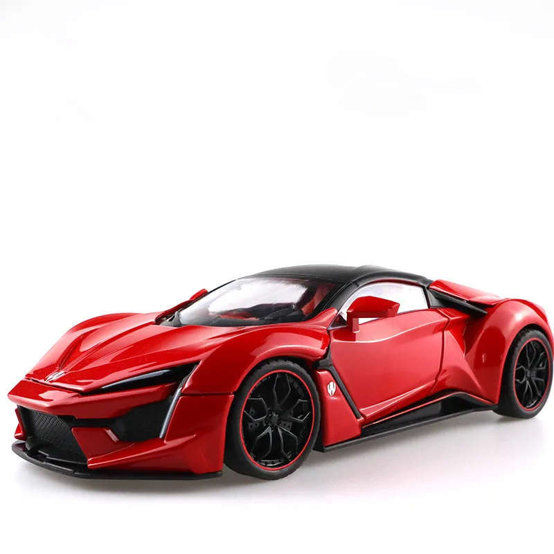 

1/24 Alloy Die Cast Lycan Supercar Toy Vehicle Simulation Sound Light Pull Back Collection Model Sports Car Toys 084