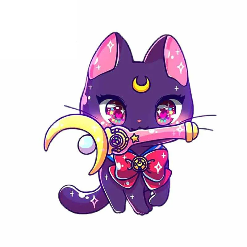 

13cm *12cm Personality Sailor Moon Cat Car Stickers Decal Accessories Motorcycle Vinyl Cover Scratches Waterproof PVC