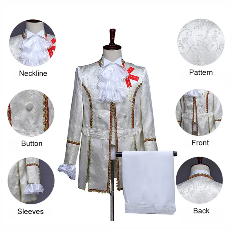 Victorian Wedding Outfit Ball Prom Dinner Formal Dress Noble King Prince Costume Suit Deluxe Festival Ring Bearer Jacket For Men |