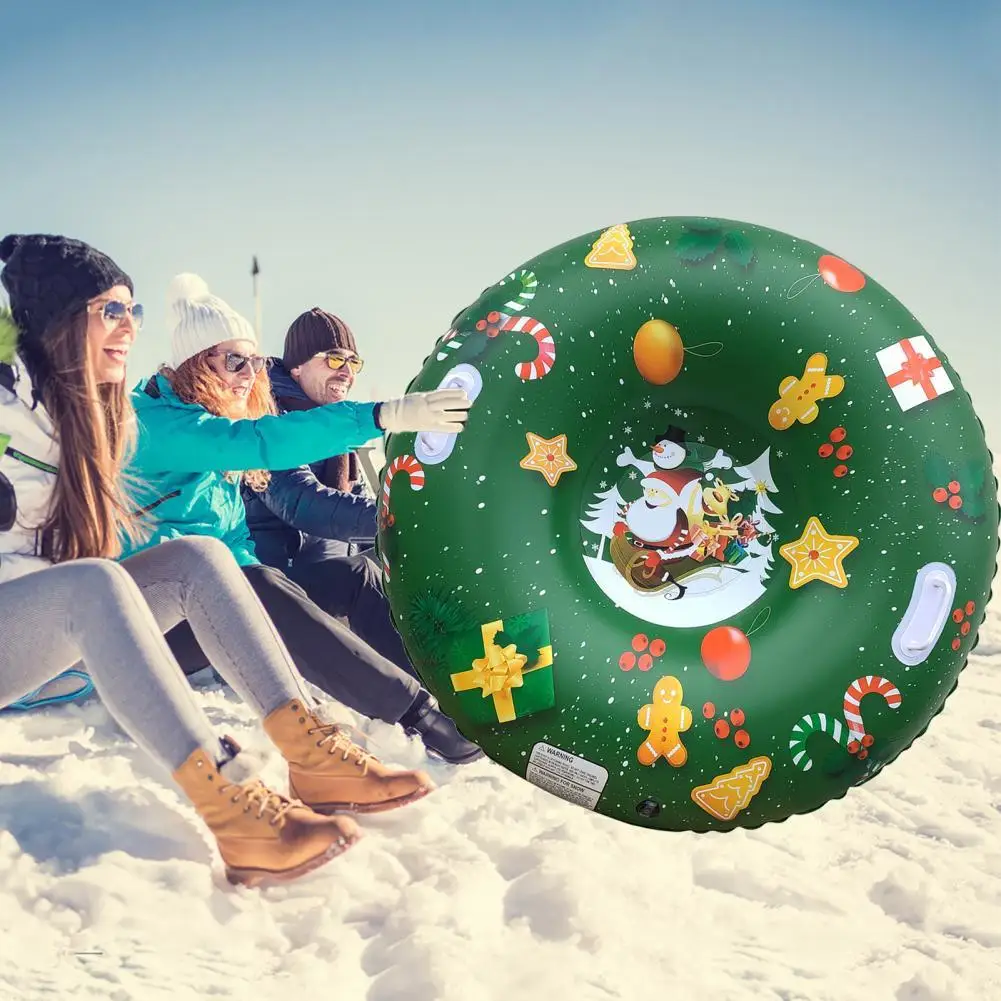 Snow Tube Round Shape Reusable Snow Sled Santa Claus Pattern Inflatable Snow Sled for Children Inflatable Snow Tube top quality christmas inflatable snow globe large inflatable snow globe inflatable snow globe tent
