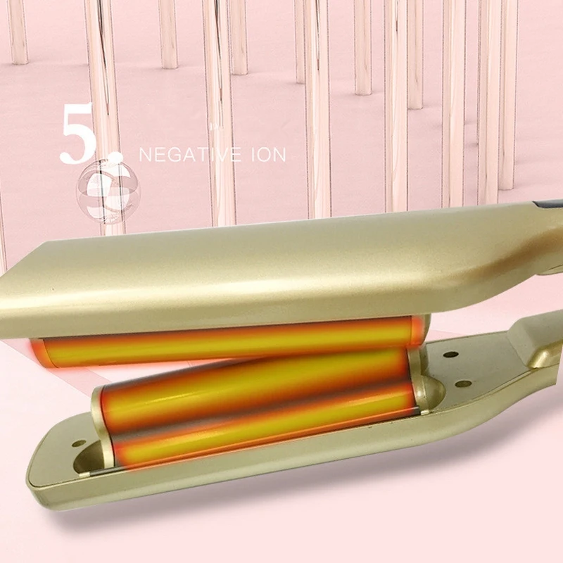 

Negative Ion Curling Iron Three-Tube Omelet Head Curling Rod Water Ripple Large Volume Electric Splint Spiral EU Plug