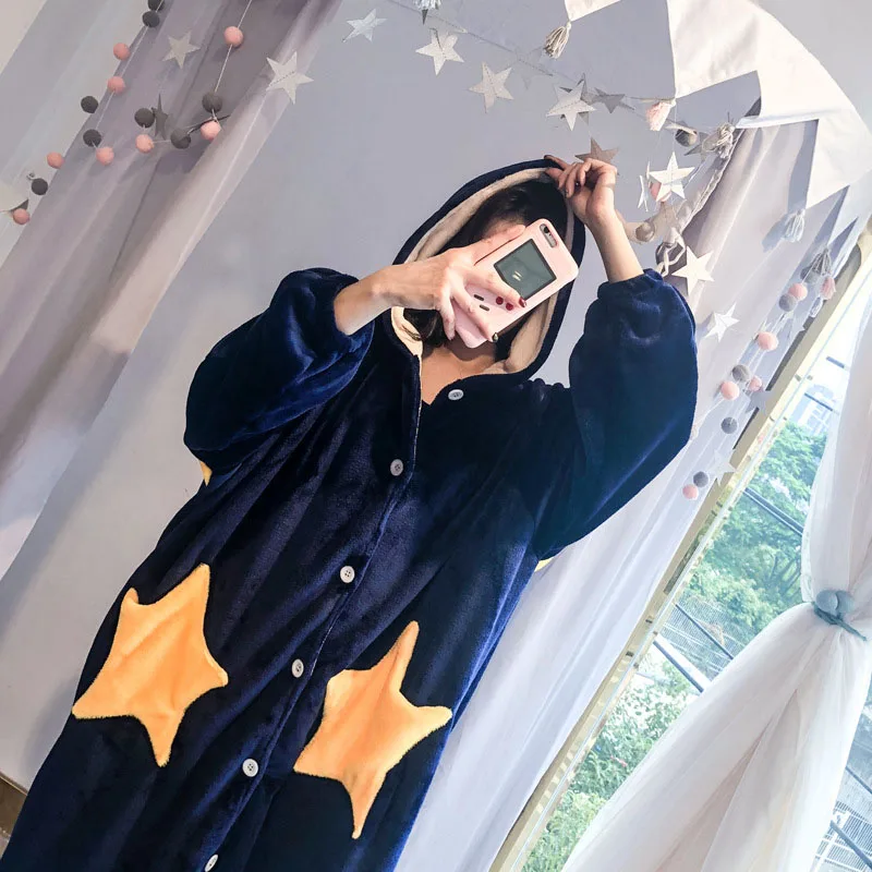 Женская пижама теплая утолщенная свободная большой размер длинный рукав