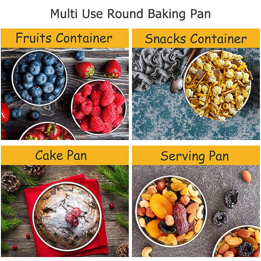 

MEMDOO 4/6 Inch Baking Pan Cake Pan Cake Mould Baking Pan Nonstick Round Circle Aluminum Alloy Baking Mould Pans