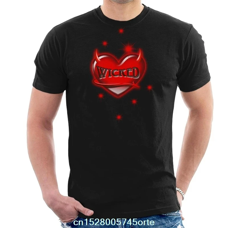 Мужская футболка с принтом злой сердце camiseta женская из 100% хлопка | одежда