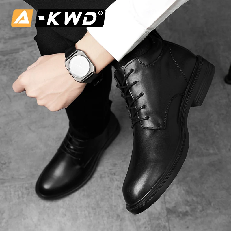 Новые повседневные черные мужские туфли официальные для мужчин обувь из