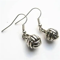 fashion personality antique silver color volleyball pendant silver color alloy earrings for women sports jewelry