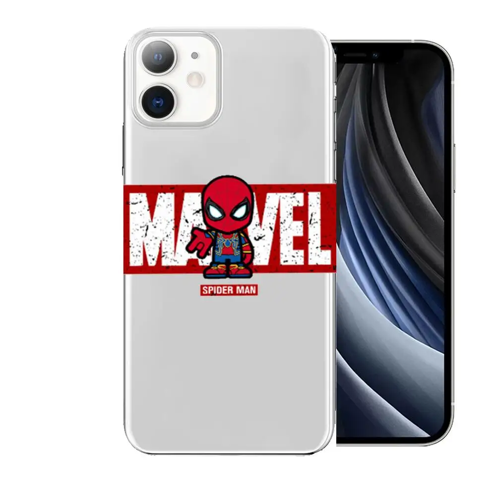 Marvel Avengers Hero name Anime Style Phone Case cover For iphone 11 pro max Cases 12 8 7 6 s XR PLUS X XS  SE 2020 mini  Transp