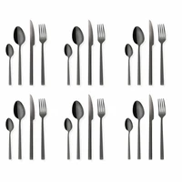 mirror black cutlery set western cutlery set 24 piece dinner set black forks spoons knives set tableware kitchen set dinnerware