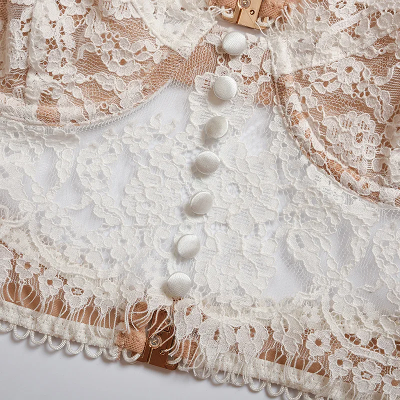 

Bra Button Backless Lace Camisole Women Crop Top 2020 Push Up Bra Ladies Summer Vintage Underwire Sexy Vest Top