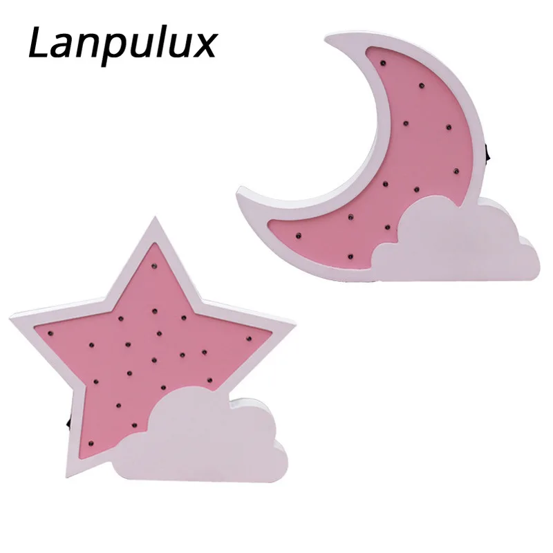 Lanpulux 3D деревянная звезда луна лампа милый мультфильм светильники дети ребенок украшение для детской спальни ночные светильники настенные настольные изделия