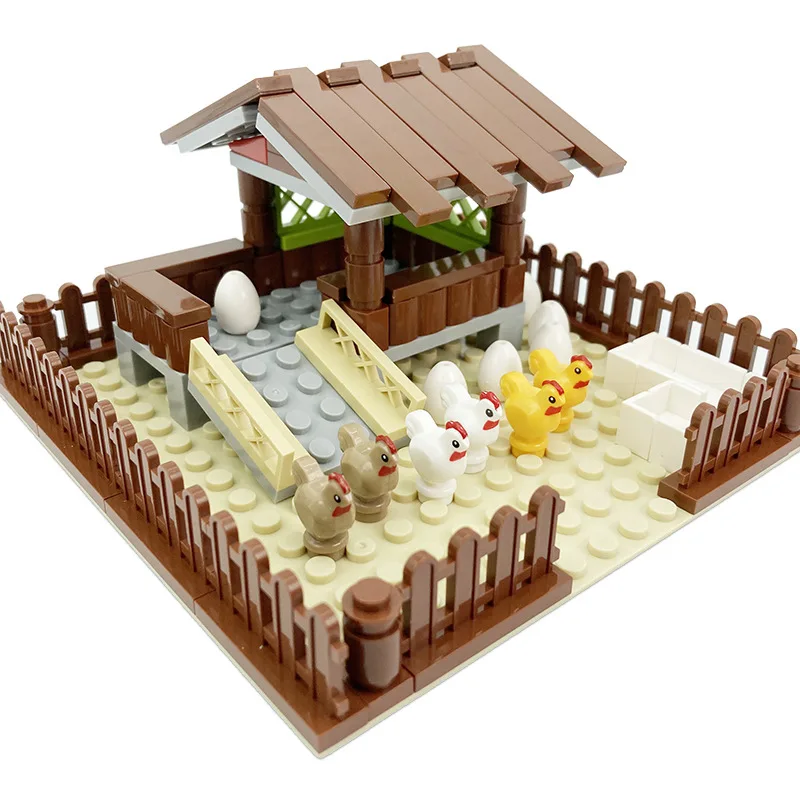 

MOC Bricks DIY Craft Animal Series Farm Building Blocks Parts Pigpen Kennel Chicken Coop Stable Toys for Children Kids Gifts