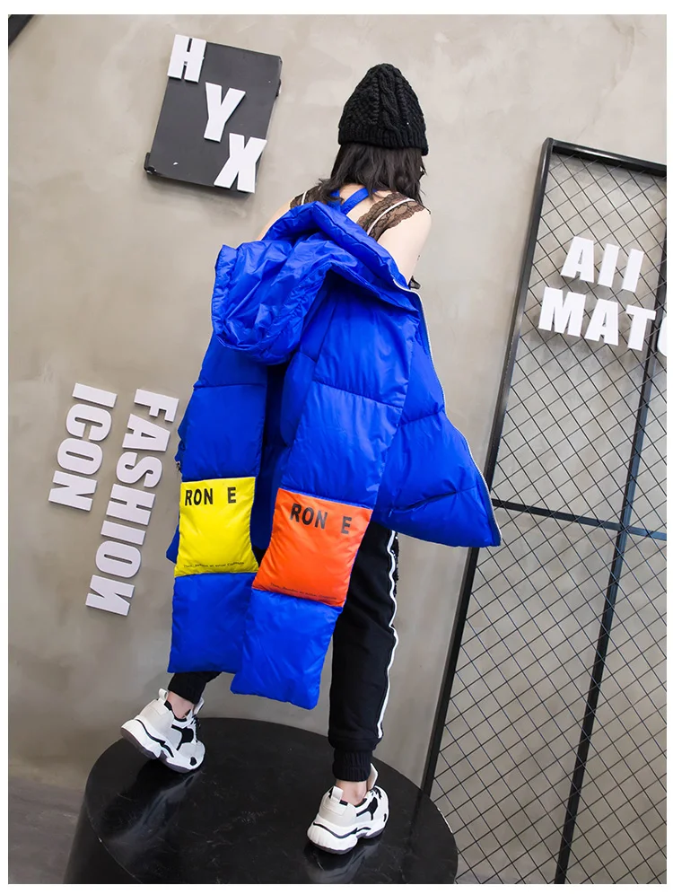 Oversize Down Jacket women Streetwear Warm Parka thick winter Coat Women Hooded Cotton Jackets Retro Coat With a scarf 234