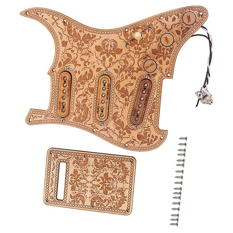 Hot HG-Prewired Loaded Pickguard Sss Pickups Scratch Plate With Back Cover Maple Wood For Strat St Electric Guitar Accessory | Спорт и
