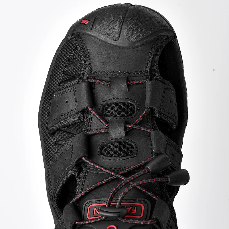 

Genuine Leather Mens Casual Sandals Big Size Breathable Beach Shoes Outdoor Fashion Rubber Sole Non-slip Trekking Sport Sandals