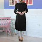 Женская мусульманская Туника ZANZEA, повседневная мешковатая блузка с длинным рукавом, простой кафтан, винтажные Блузы с круглым вырезом, 2021