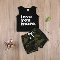 baby boy%e2%80%99s vest and shorts clothes sets unique letter sleeveless tops and camouflage short pants summer outfits