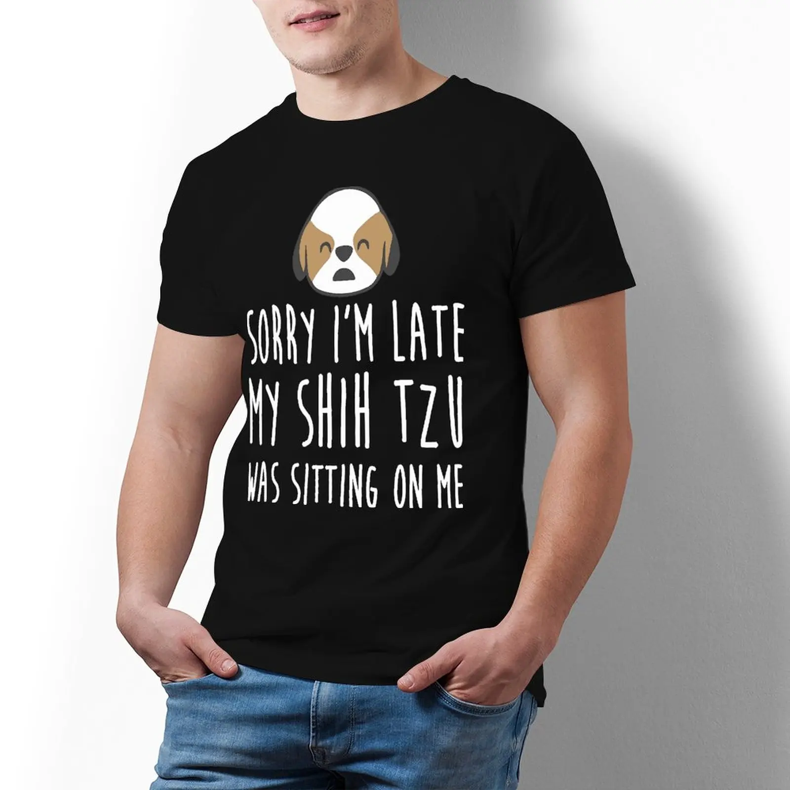 

Футболка Shih Tzu с принтом щенков, забавная уличная одежда из 100 хлопка, футболка с графическим принтом и короткими рукавами, Мужская футболка ...