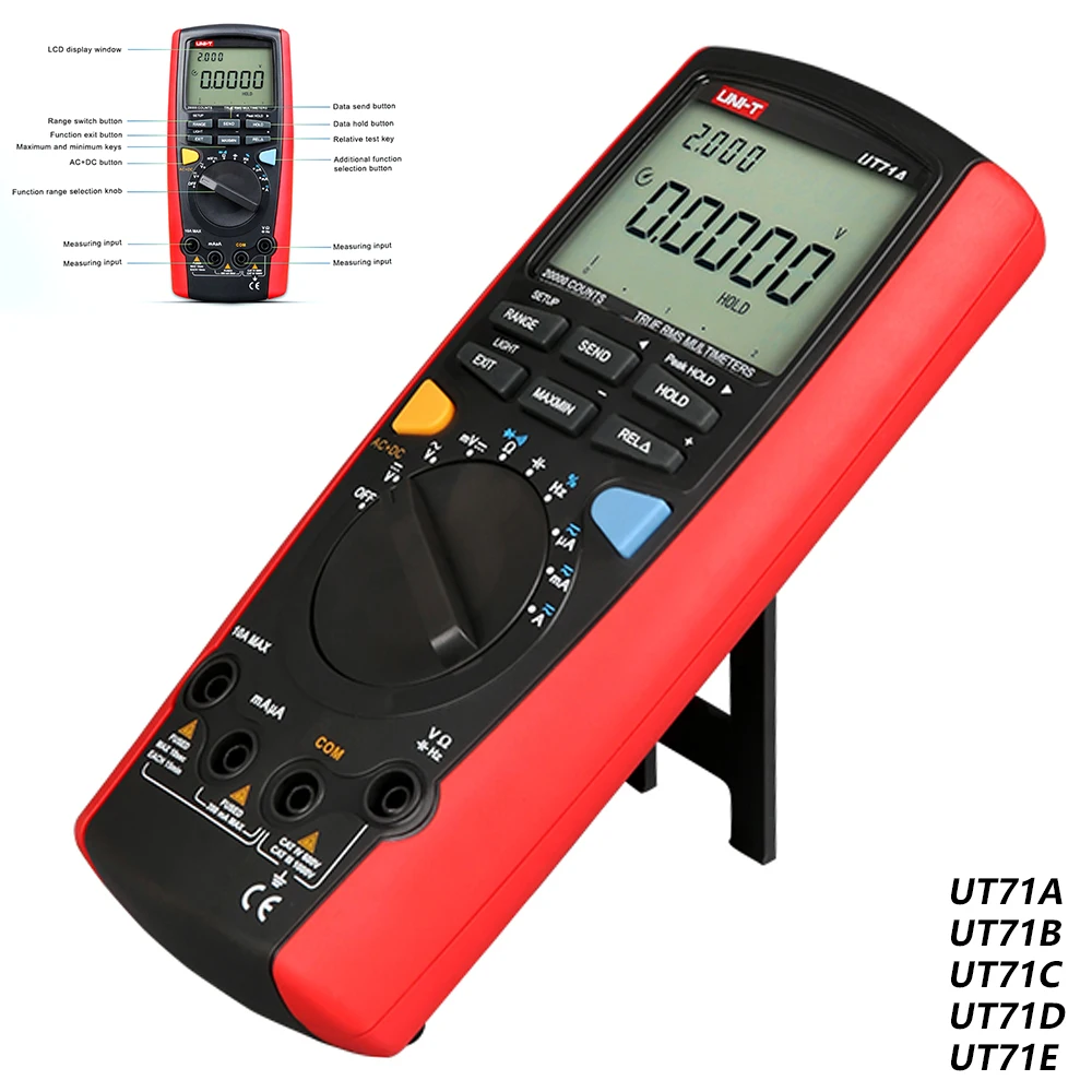 UNI T UT71A UT71B UT71C UT71D UT71E Цифровой мультиметр RMS AC DC измеритель Вольт Ампер Ом Емкость