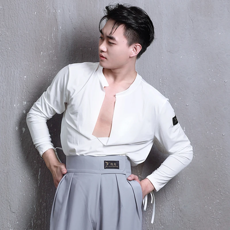 Новинка Sihrts для латиноамериканских танцев мужчин одежда тренировок с длинным